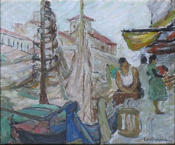 Port Anime De Personnages Oil Painting by Maurice Albert Loutreuil