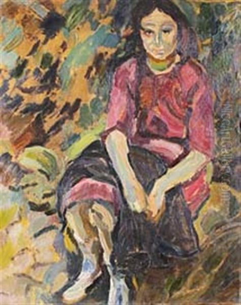 Portrait De Jeune Femme Oil Painting by Maurice Albert Loutreuil