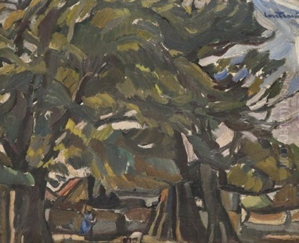 Les Grands Arbres - Senegal Ou Guinee Oil Painting by Maurice Albert Loutreuil