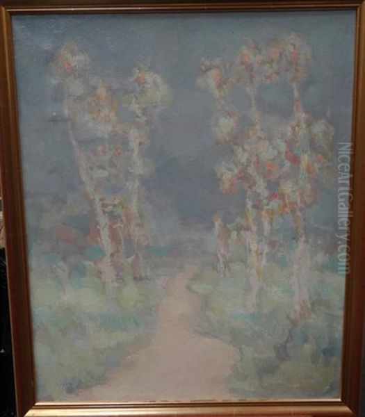 Allee De Peupliers Oil Painting by Maurice Louvrier