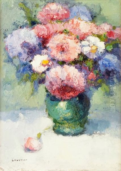 Vase De Fleurs Oil Painting by Maurice Louvrier