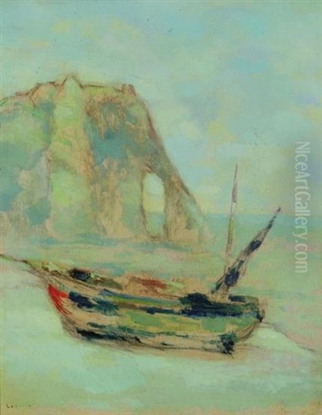 Barque A Etretat Oil Painting by Maurice Louvrier