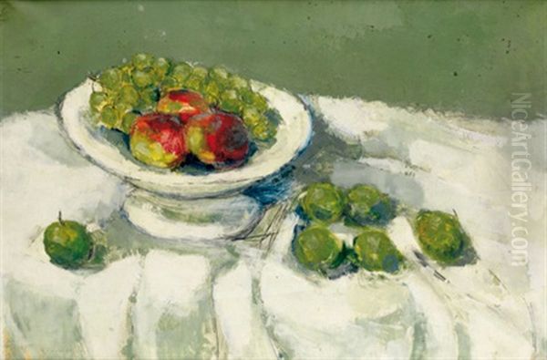 Nature Morte A La Coupe De Fruits Oil Painting by Maurice Louvrier