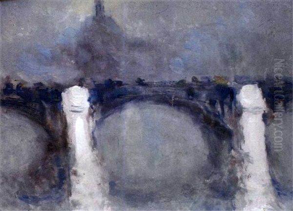 Pont A Rouen, Effet De Brume Oil Painting by Maurice Louvrier