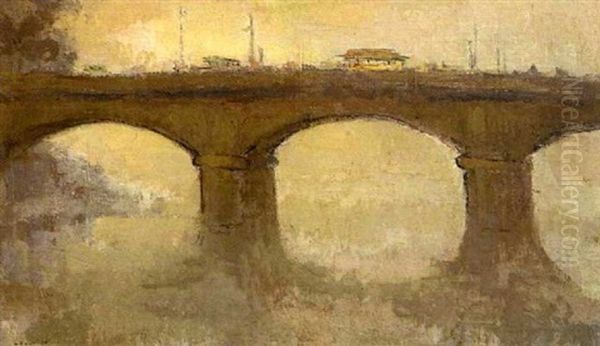 Rouen, Le Pont De Pierre Oil Painting by Maurice Louvrier