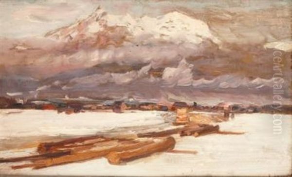 Paysage De Neige Oil Painting by Edmond Louyot