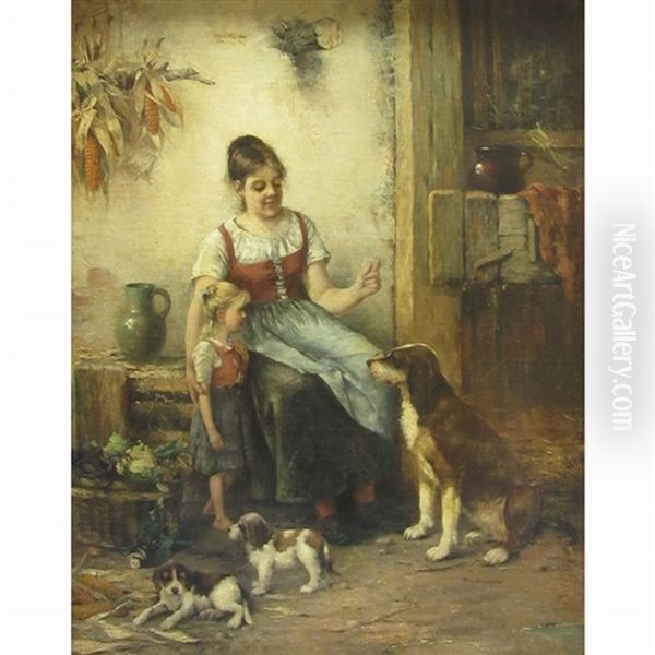 A Lesson In Patience Oil Painting by Edmond Louyot