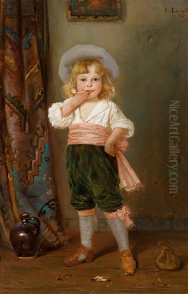 The Young Pipe Smoker Oil Painting by Edmond Louyot