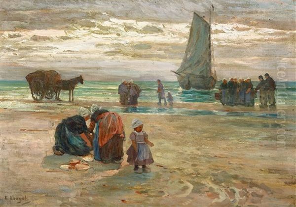 Krabbenfischer Oil Painting by Edmond Louyot