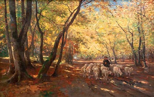 Schaferszene Im Herbst Oil Painting by Edmond Louyot