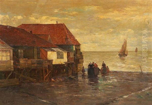 Abfahrt Der Fischer Oil Painting by Edmond Louyot