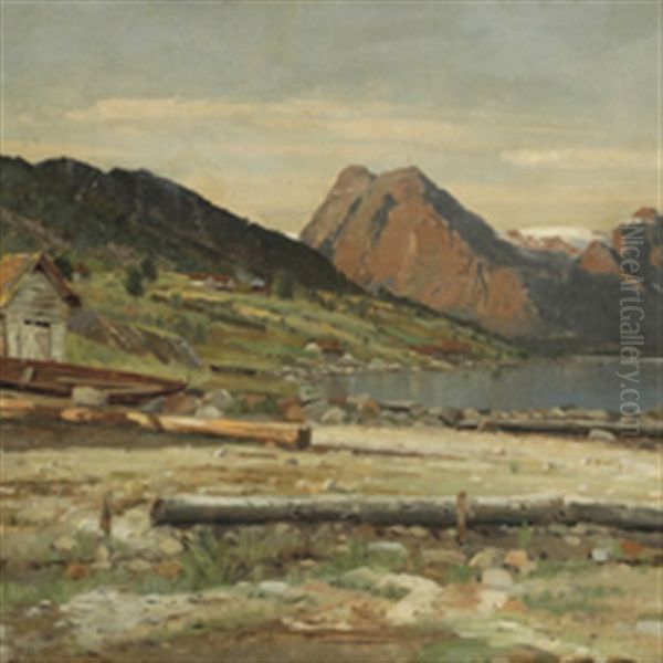 Landskap Fra Fjordland Oil Painting by Hans Lovaas