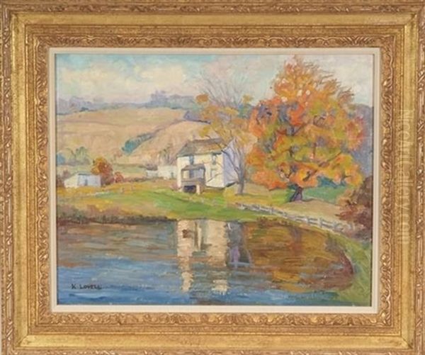 Near West Chester, Pa, Autumn Landscape Oil Painting by Katherine Adams Lovell