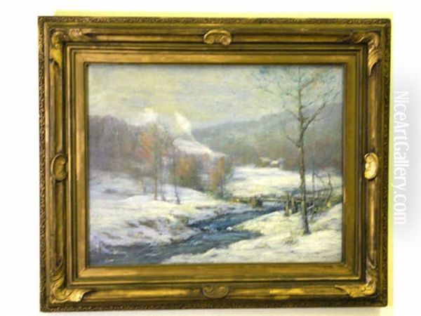 Winter Landscape Oil Painting by Frank W. Loven