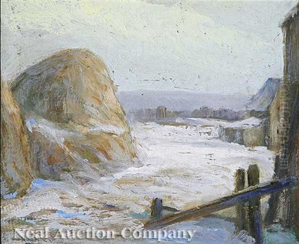 Hay Stacks Oil Painting by Frank W. Loven