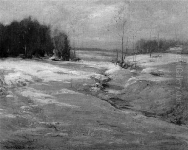 Winter Landscape Oil Painting by Frank W. Loven