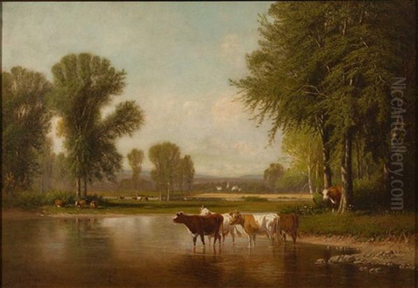 Landscape With Cows Oil Painting by Clinton Loveridge