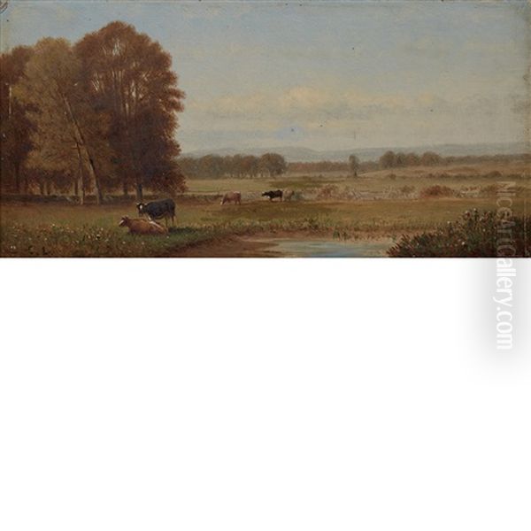 Cows In A Landscape Oil Painting by Clinton Loveridge