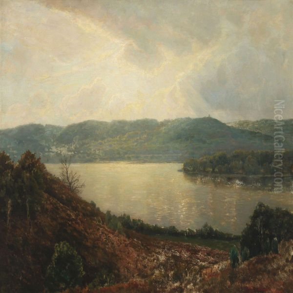 Scenery At Himmelbjerget Oil Painting by Fritz Johannes Bentzen-Bilkvist