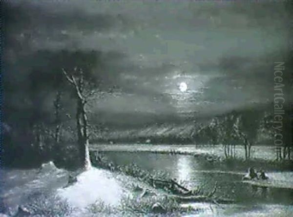 Skating By Moonlight Oil Painting by Clinton Loveridge