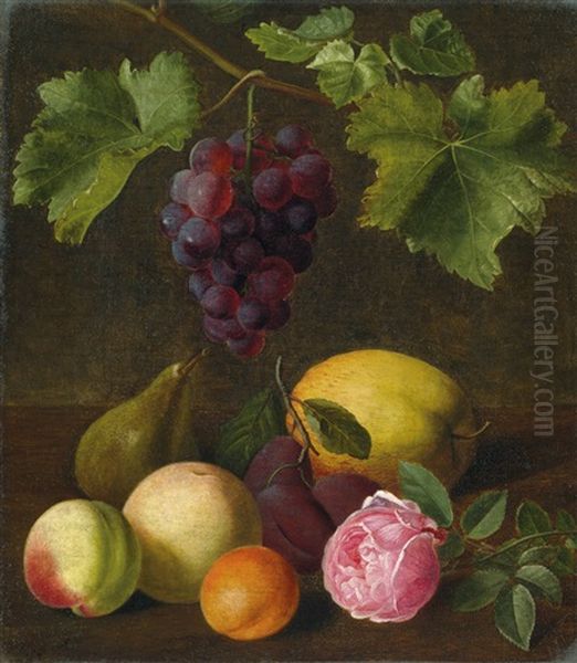 Fruchtestilleben Mit Trauben, Birne, Apfeln Und Oil Painting by Christine Marie Lovmand