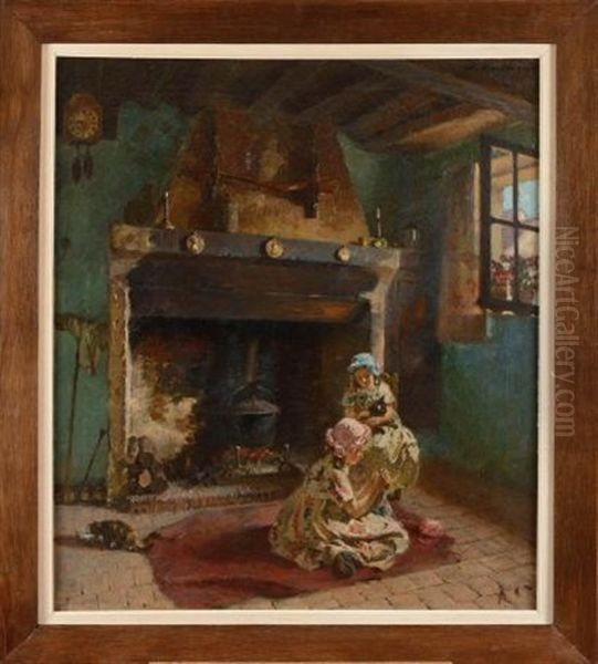 En Veillant La Marmite Oil Painting by Mary Fairchild MacMonnies Low