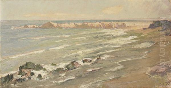 Meeresbrandung (quiberon) Oil Painting by Rudolf Loew