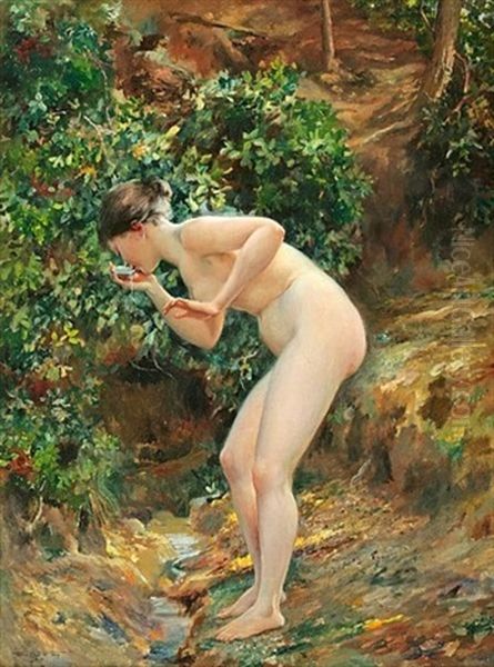 Nude In A Forest Oil Painting by Will Hicock Low