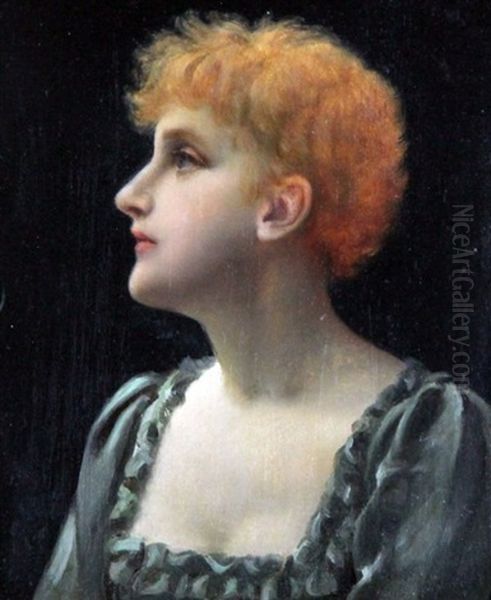 Portrait Of A Red Haired Beauty Oil Painting by Charles Frederick Lowcock