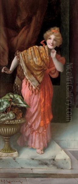 A Grecian Beauty Oil Painting by Charles Frederick Lowcock