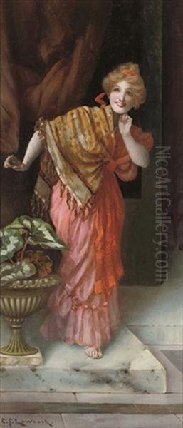 A Grecian Beauty Oil Painting by Charles Frederick Lowcock