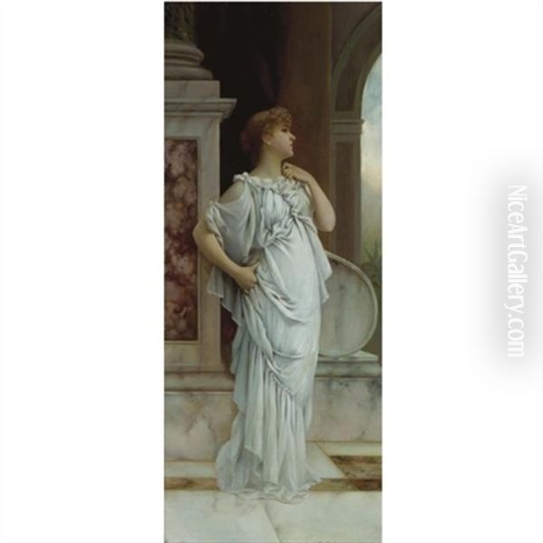 A Classical Beauty Oil Painting by Charles Frederick Lowcock