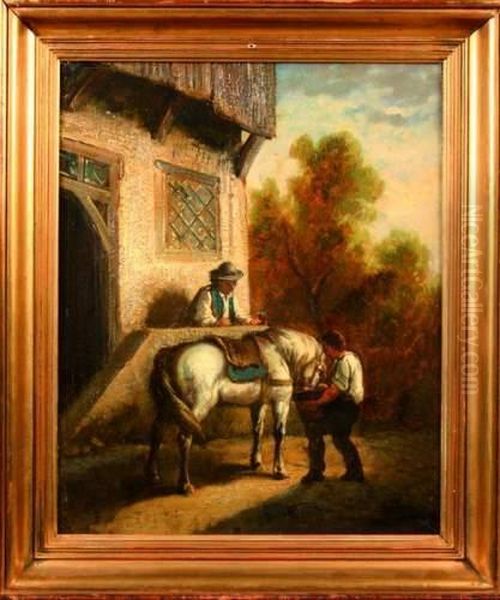 Cheval Blanc A L'auberge Oil Painting by Benus