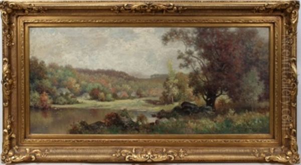 Fall Landscape Oil Painting by Milton H. Lowell