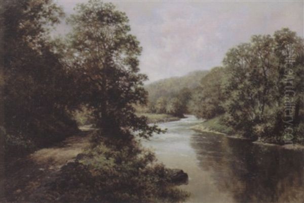 Path By The River Oil Painting by Milton H. Lowell