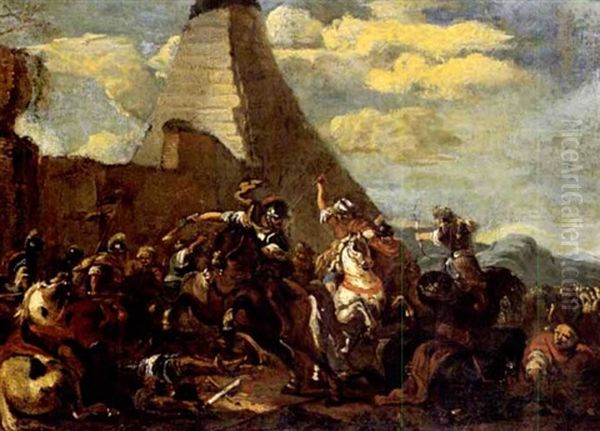 Turkenschlacht Vor Pyramide Oil Painting by Christian Ludwig von Loewenstern