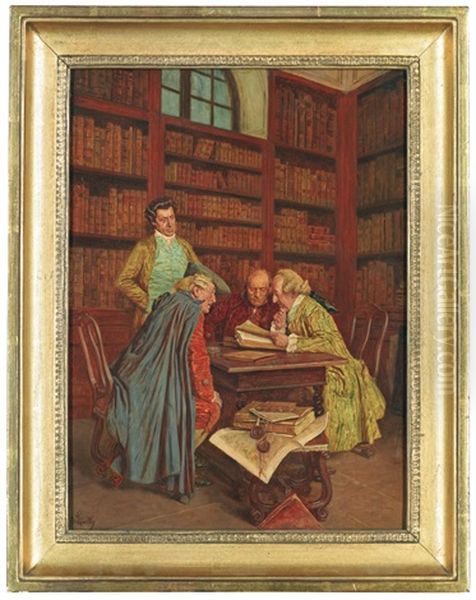 The Library Oil Painting by Wilhelm Loewith