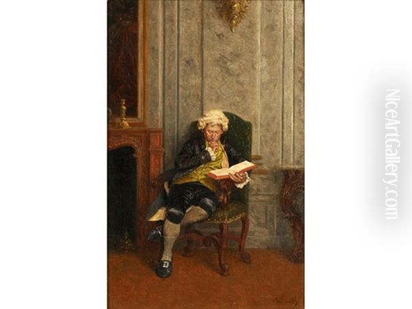 A Good Read Oil Painting by Wilhelm Loewith