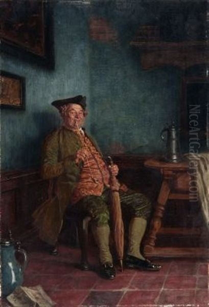 Ein Pfeifchen In Ehren Oil Painting by Wilhelm Loewith