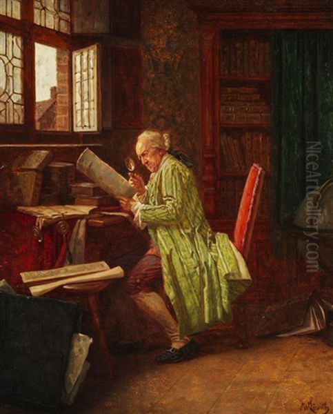 Beim Studium Alter Schriftstucke Oil Painting by Wilhelm Loewith