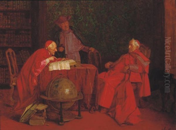 Conversing Cardinals Oil Painting by Wilhelm Loewith