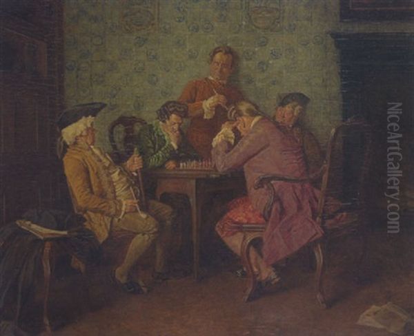 Schachpartie Oil Painting by Wilhelm Loewith