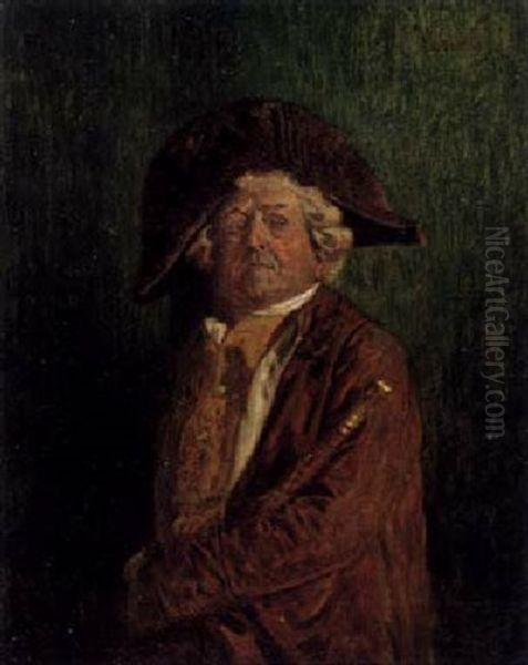 Ein Herr Mit Zweispitz Oil Painting by Wilhelm Loewith