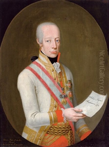 Bildnis Kaiser Franz I.(ii.) Oil Painting by Johann Loexhaller