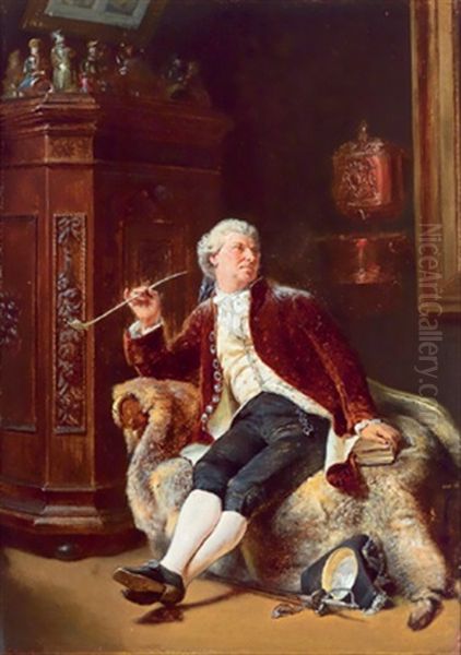 Der Raucher Oil Painting by Charles Antoine Joseph Loyeux