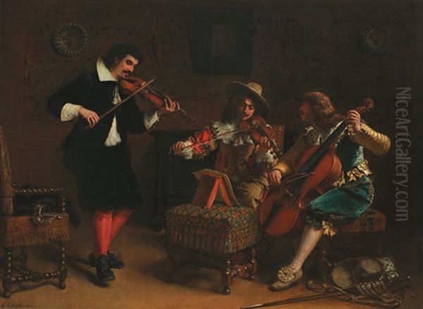 La Lecon De Musique Oil Painting by Charles Antoine Joseph Loyeux