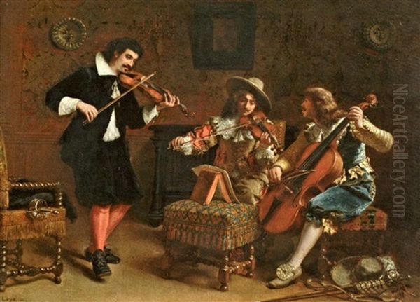 La Partie De Musique Oil Painting by Charles Antoine Joseph Loyeux