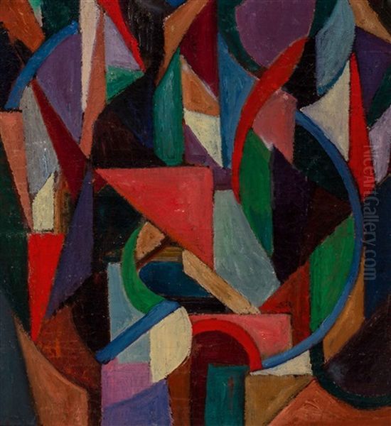 Abstract Composition (1923-1953) Oil Painting by Adriaan Lubbers