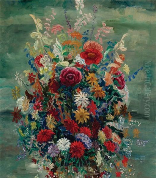 Abundance Of Flowers Oil Painting by Adriaan Lubbers