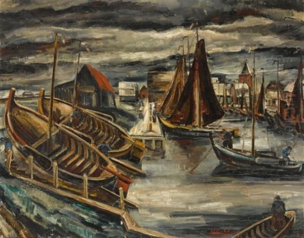 Haven Spakenburg Oil Painting by Adriaan Lubbers